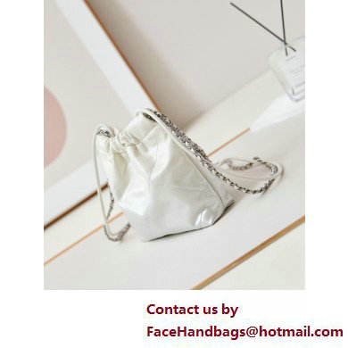 Chanel Shiny Calfskin  &  Silver-Tone Metal CHANEL 22 Mini Handbag AS3980 White